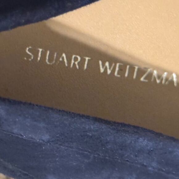 Stuart Weitzman Owen Buckle Loafers Suede Navy Blue Women’s Horsebit Size 9.5 - Picture 9 of 11